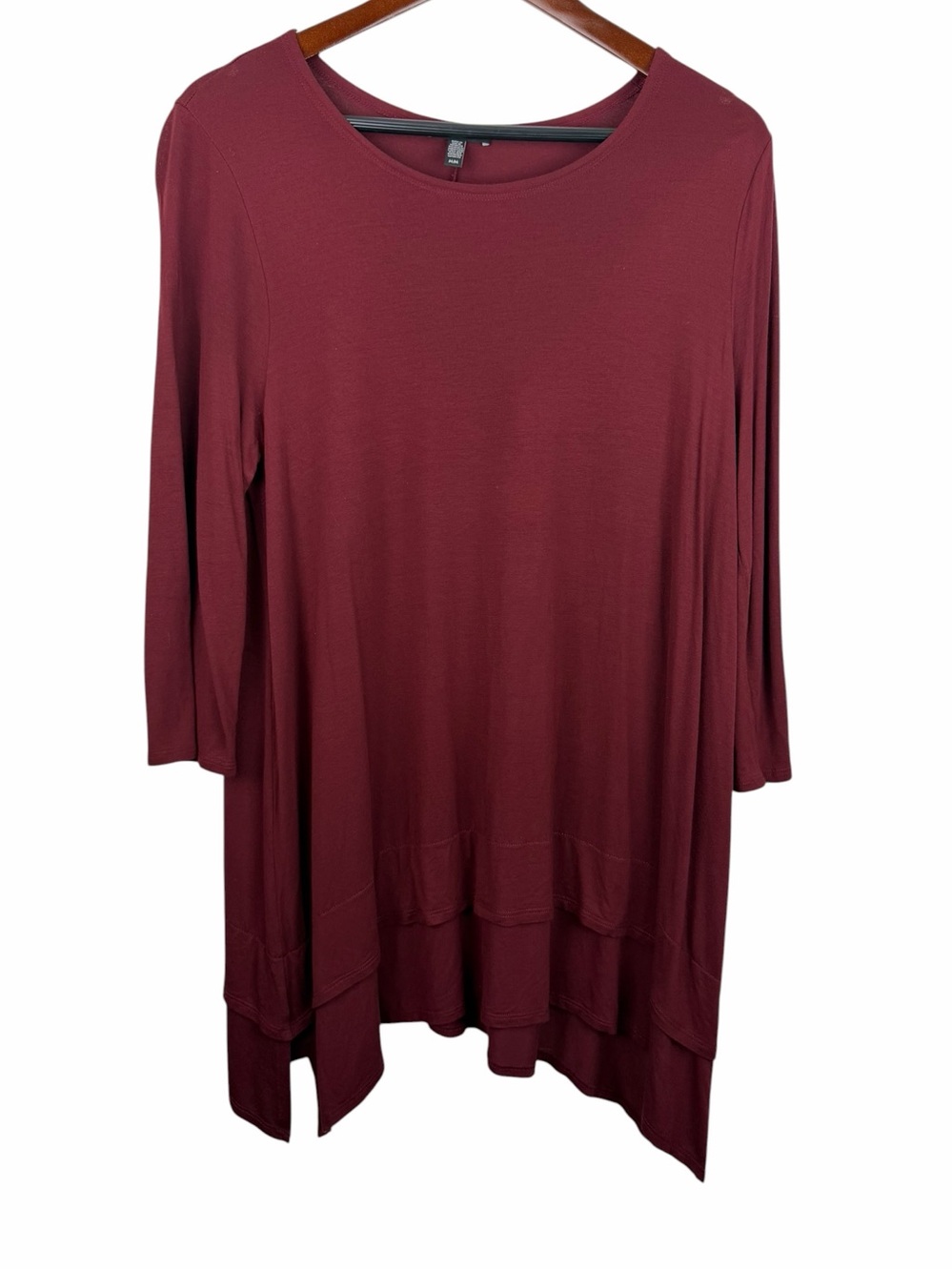 Eileen Fisher | Burgundy Oversized Lagenlook Tunic Top